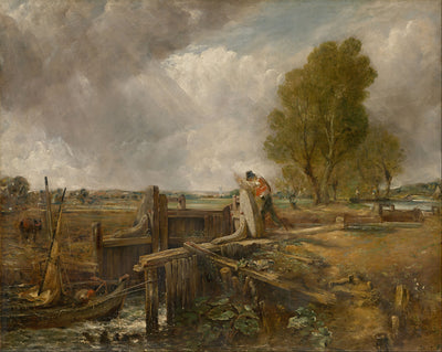 Study of A boat passing a lock by John Constable Reproduction Painting for Sale - Blue Surf Art