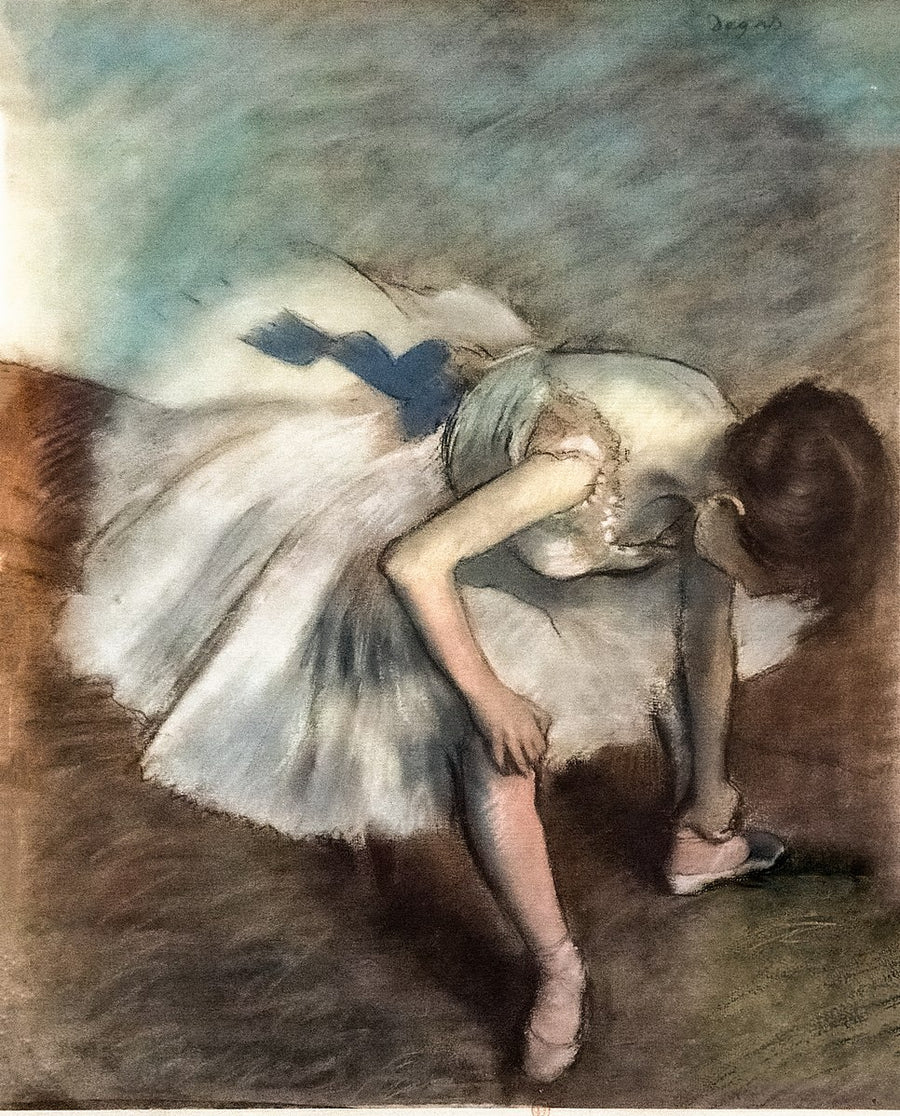 Dancer Retying Her Shoe Painting by Edgar Degas Reproduction Oil on Canvas