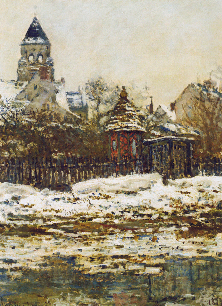 Vetheuil, The Church in Winter by Claude Monet. Blue Surf Art