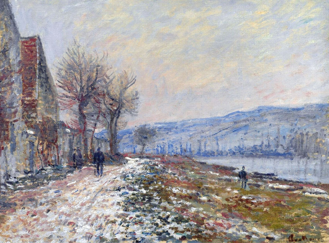 The Siene at Lavacourt, Effect of Snow by Claude Monet. Blue Surf Art