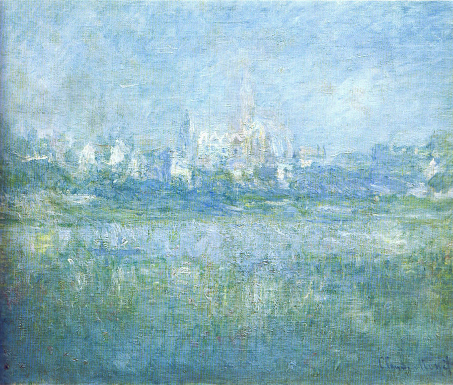 Vetheuil in the Fog by Claude Monet. Blue Surf Art