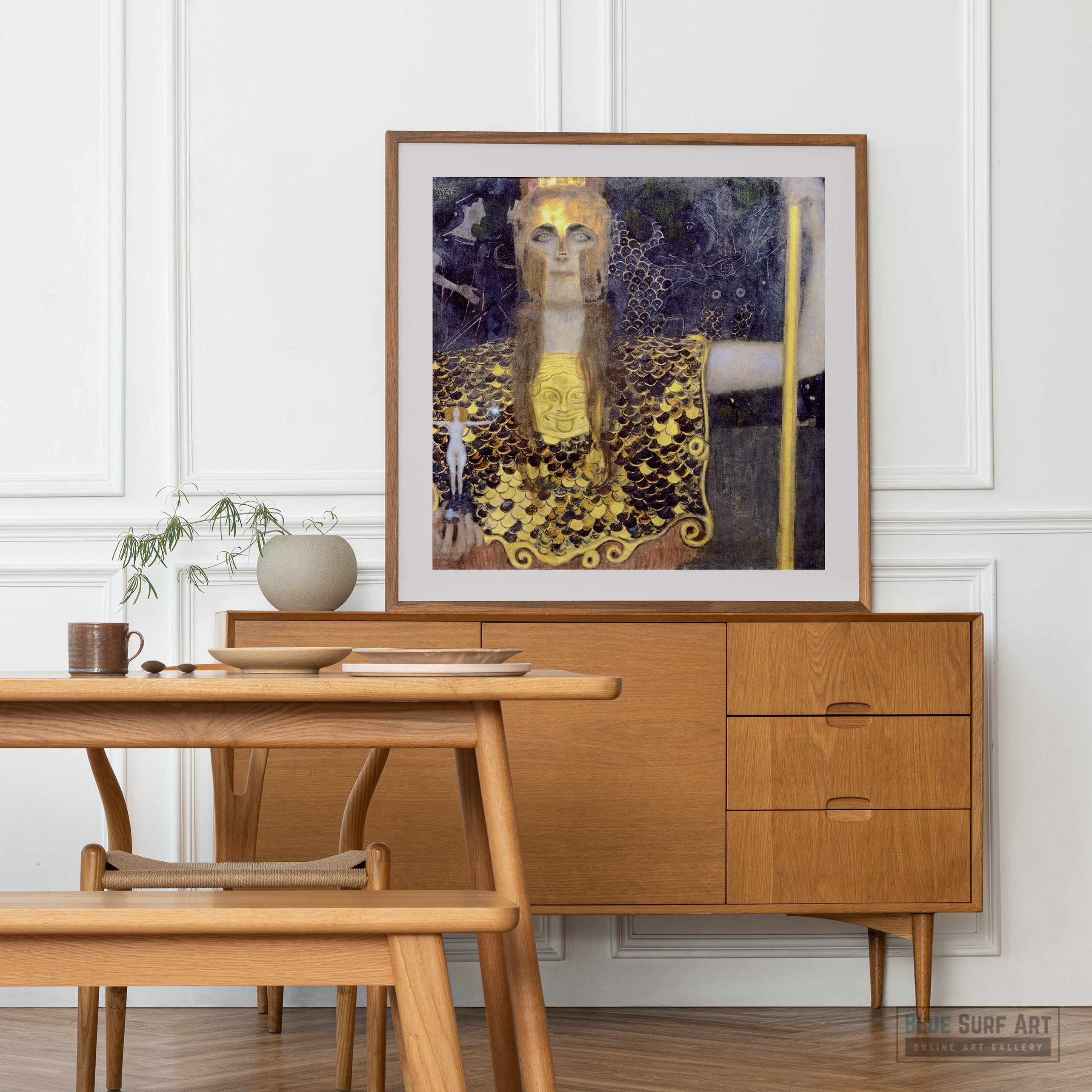Pallas Athena by Gustav Klimt reproduction for sale, oil painting on canvas - blue surf art - 3