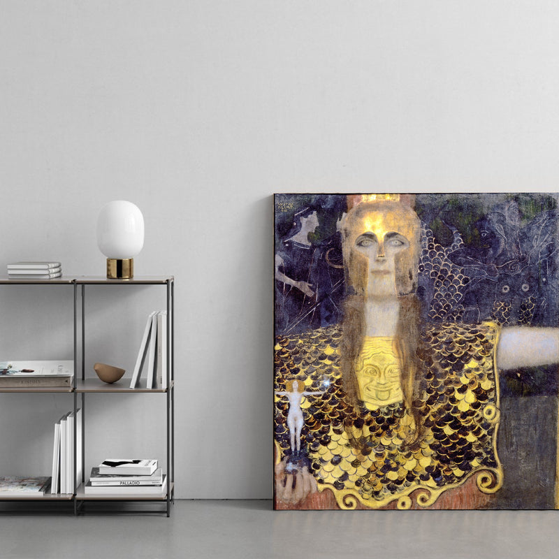 Pallas Athena by Gustav Klimt reproduction for sale, oil painting on canvas - blue surf art - 2