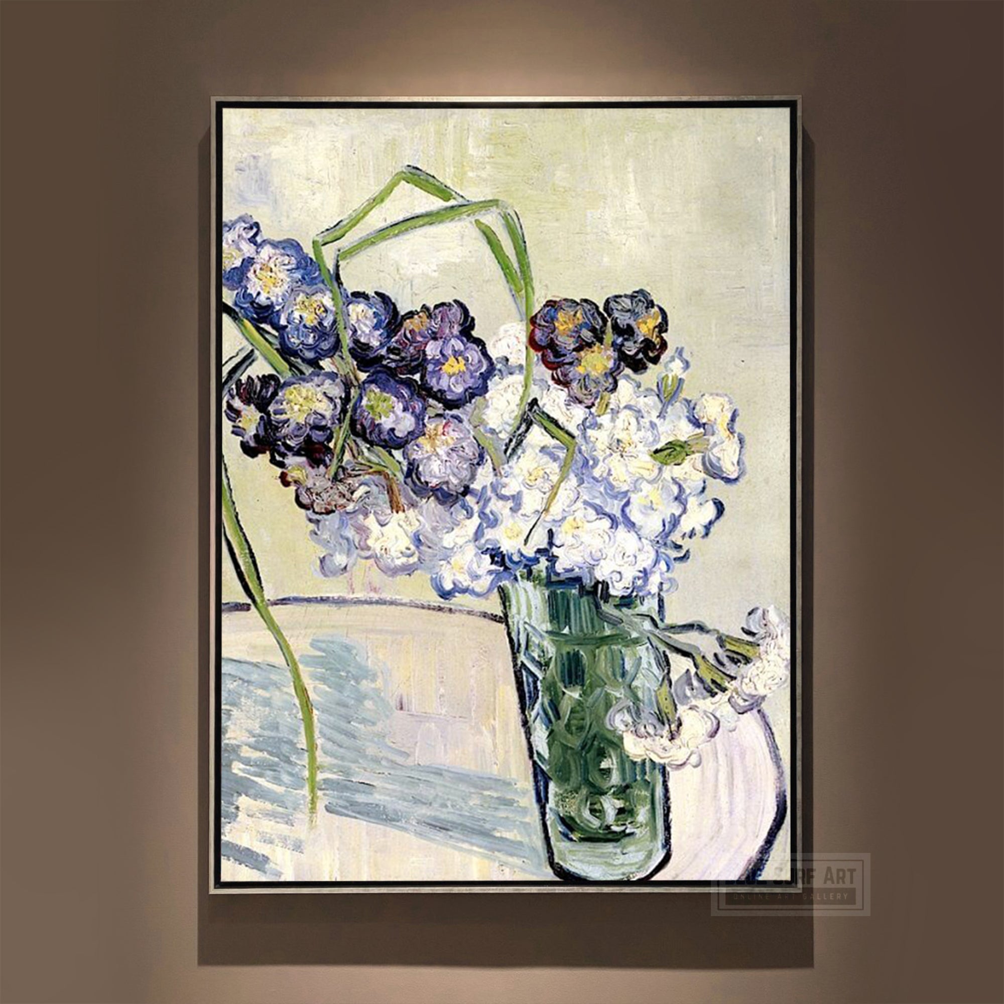Still Life, Vase of Carnations, 1890 by Van Gogh Reproduction for Sale - Blue Surf Art