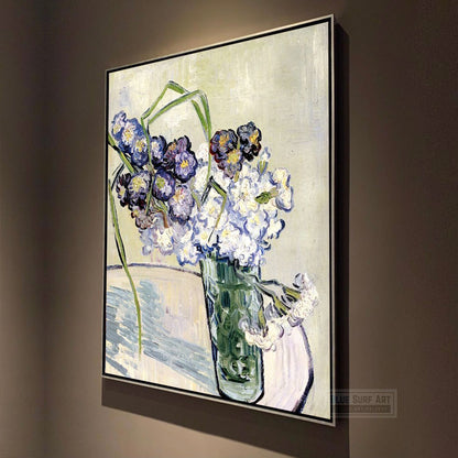 Still Life, Vase of Carnations, 1890 by Van Gogh Reproduction for Sale - Blue Surf Art