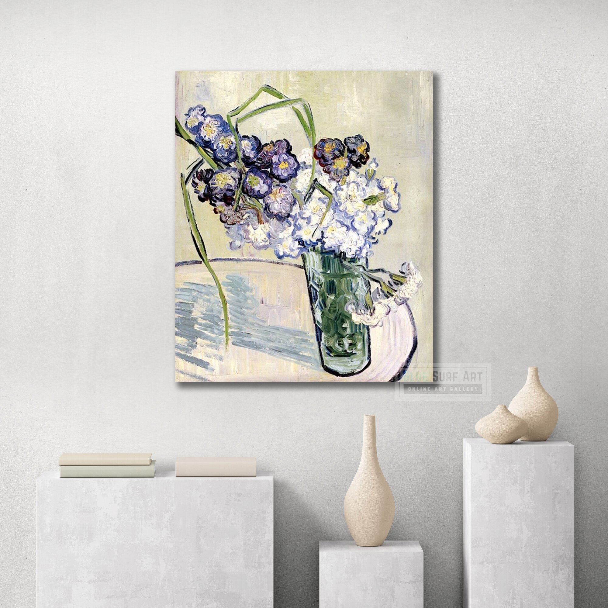 Still Life, Vase of Carnations, 1890 by Van Gogh Reproduction for Sale - Blue Surf Art