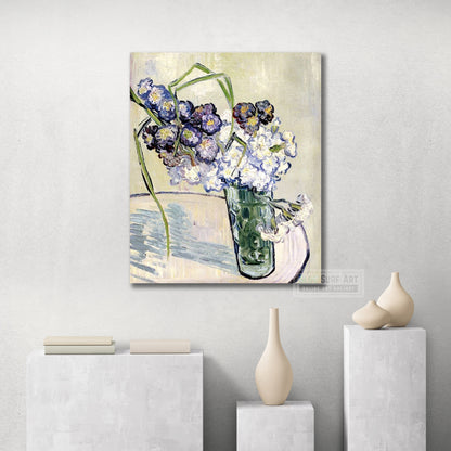 Still Life, Vase of Carnations, 1890 by Van Gogh Reproduction for Sale - Blue Surf Art