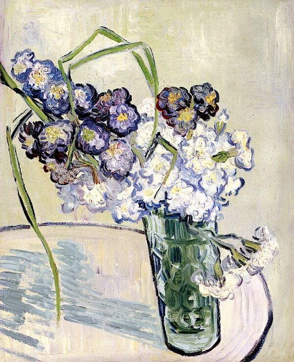 Still Life, Vase of Carnations, 1890 by Van Gogh Reproduction for Sale - Blue Surf Art