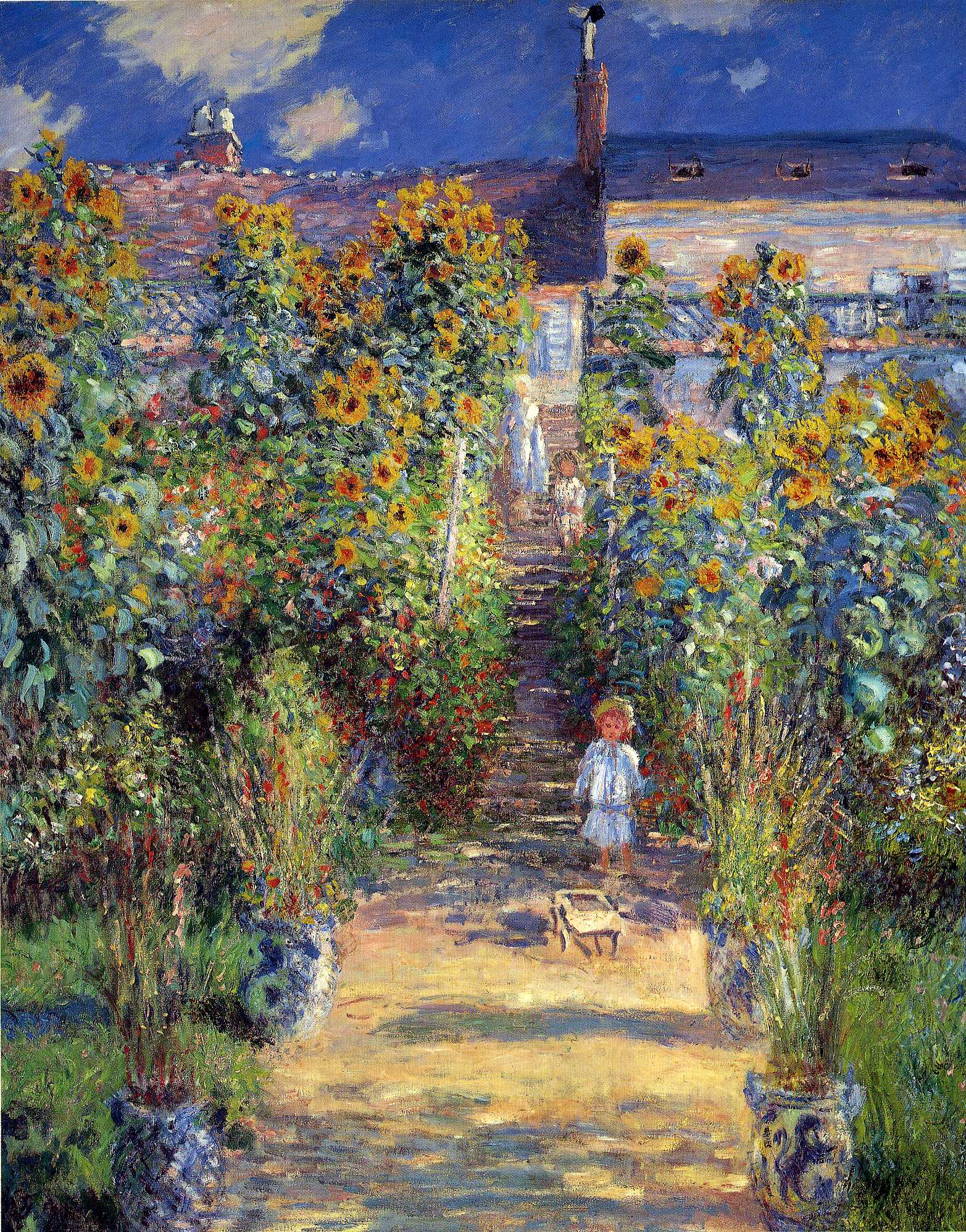 The Artist's Garden at Vétheuil by Claude Monet. Claude Monet artworks, monet canvas art, monet oil painting, monet reproduction for sale. Monet art decor, monet oil painting on canvas, Blue Surf Art