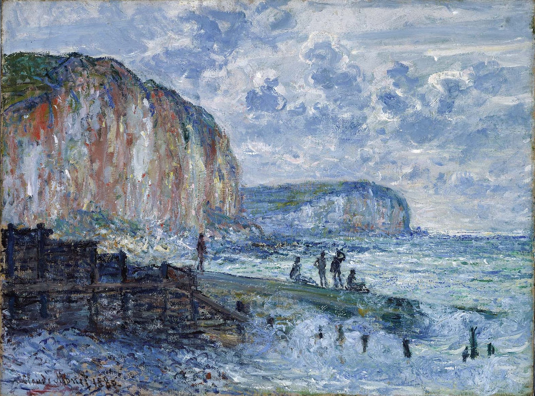 Cliffs of Les Petites-Dalles by Claude Monet. Claude Monet artworks, monet canvas art, monet oil painting, monet reproduction for sale. Monet art decor, monet oil painting on canvas, Blue Surf Art