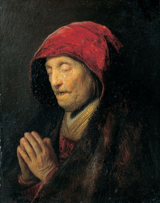Bust of an Old Woman at Prayer Painting by Rembrandt Reproduction for Sale