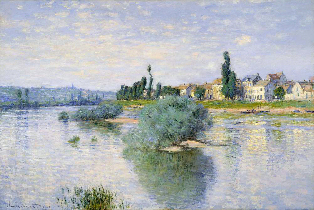 The Seine and the Chaantemesle 1880 by Claude Monet Reproduction for Sale Blue Surf Art