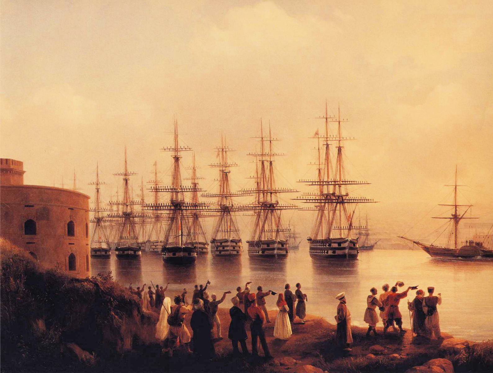 The Russian Squadron on the Sebastopol Roads Painting by Ivan Aivazovsky Reproduction
