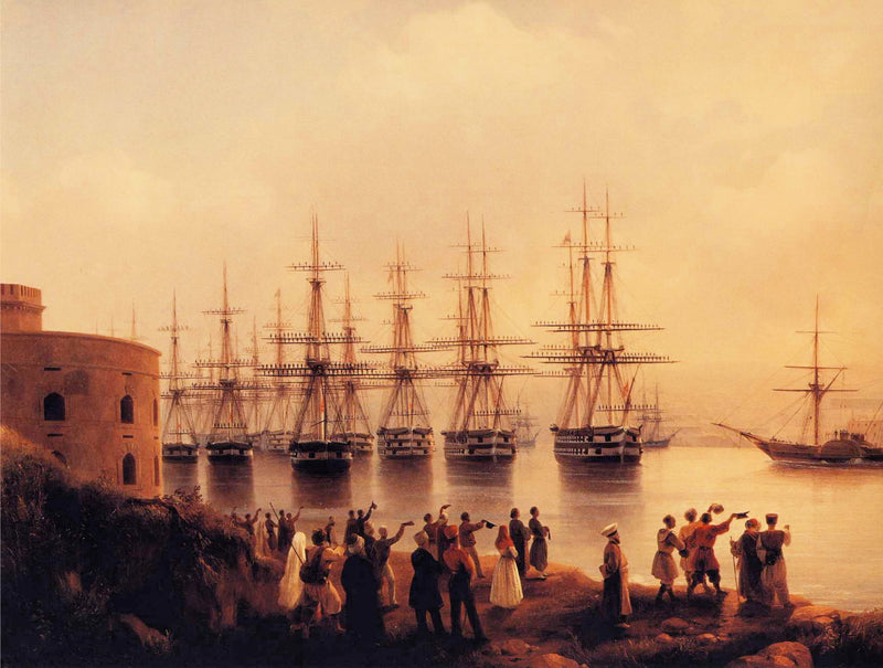 The Russian Squadron on the Sebastopol Roads Painting by Ivan Aivazovsky Reproduction