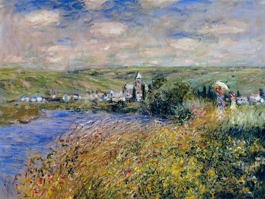 Vetheuil Seen from Ile Saint Martin 1880 by Claude Monet Reproduction for Sale Blue Surf Art