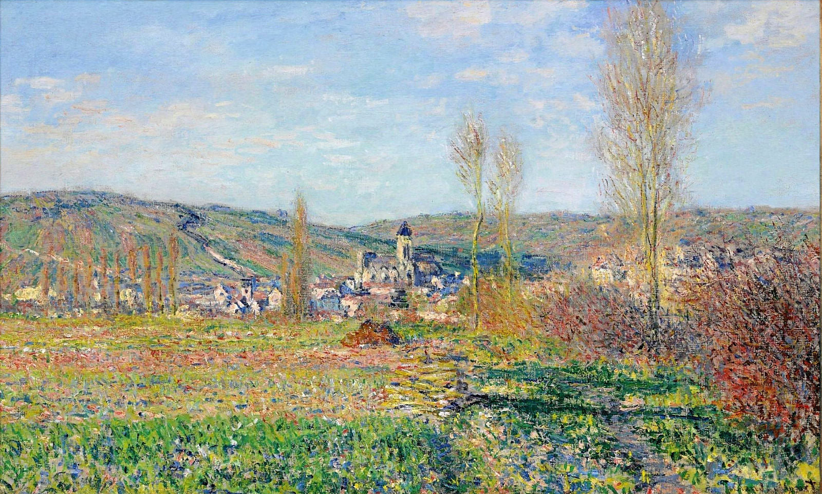 Vetheuil under the Sun 1880 by Claude Monet Reproduction for Sale Blue Surf Art