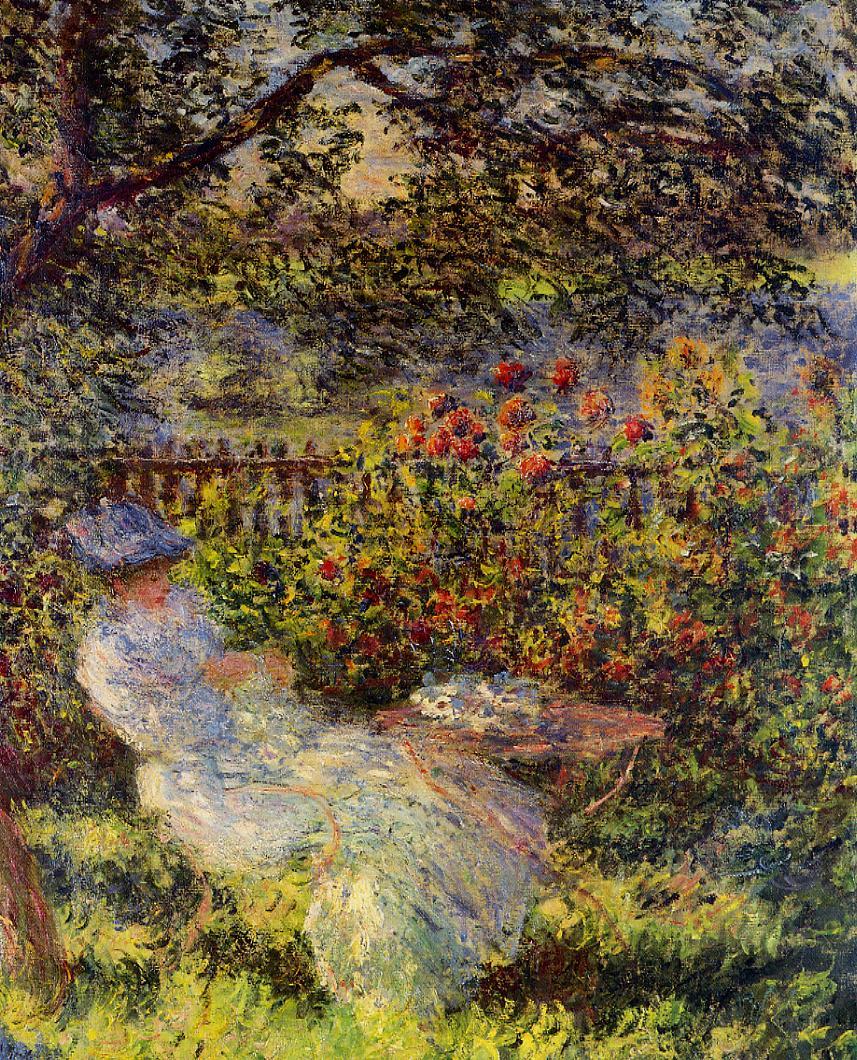 Alice Hoschede in the Garden 1880 by Claude Monet Reproduction for Sale Blue Surf Art