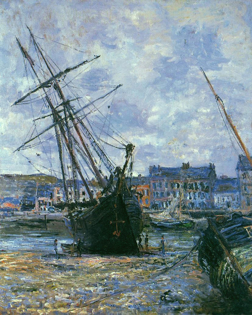 Boats Lying at Low Tide at Facamp by Claude Monet, Reproduction for Sale by Blue Surf Art