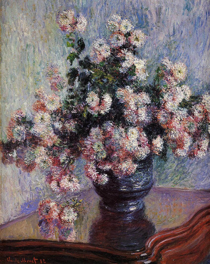 Chrysanthemums 1882 by Claude Monet Reproduction for Sale Blue Surf Art