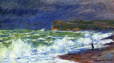 The Beach at Fecamp 1881 by Claude Monet Reproduction for Sale Blue Surf Art