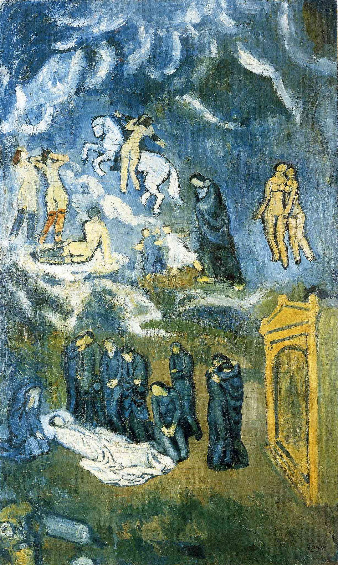 Evocation. The Burial of Casagemas by Pablo Picasso. Picasso artworks, Picasso wall art, Picasso canvas art, Picasso reproduction for sale, Picasso oil painting on canvas, Blue Surf Art