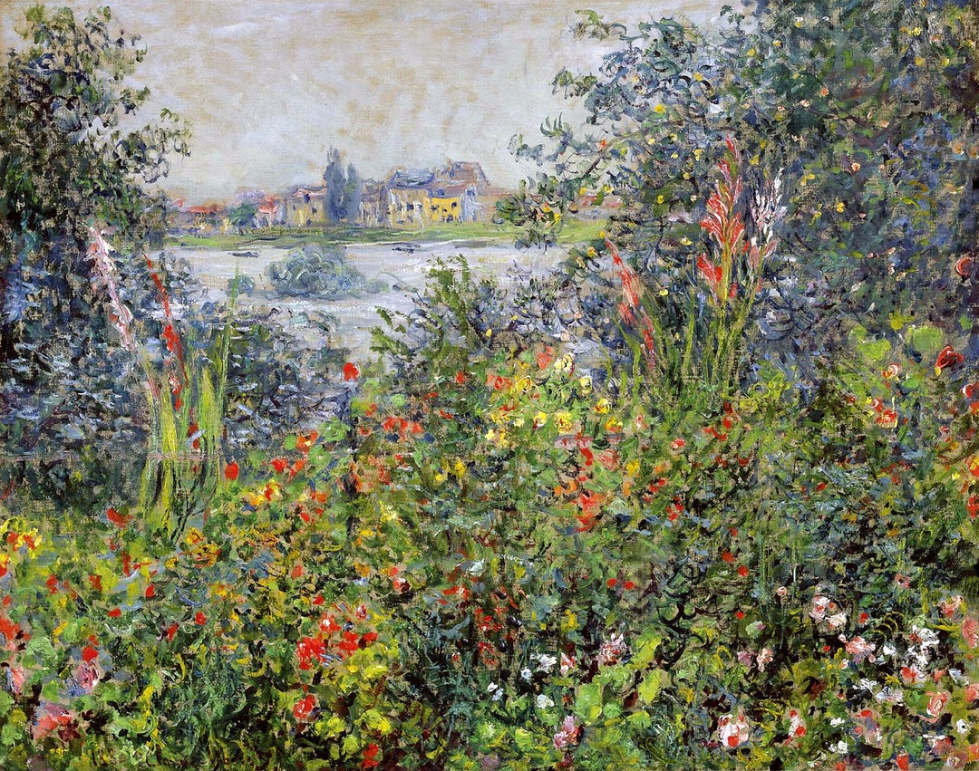 Flowers at Vetheuil 1881 by Claude Monet Reproduction for Sale Blue Surf Art