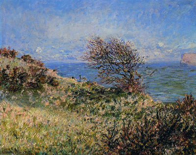 On the Cliff at Fecamp 1881 by Claude Monet, Monet Reproduction for Sale Blue Surf Art 