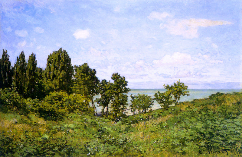 By the Sea, 1864 by Claude Monet, wall art, masterpiece, reproduction, blue surf art