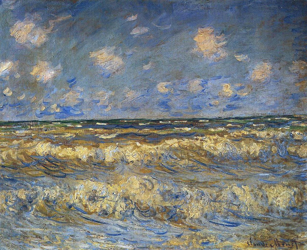 A Stormy Sea 1881 by Claude Monet, Monet Reproduction for Sale Blue Surf Art 
