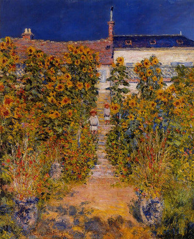 The Artist's Garden at Vetheuil 1881 by Claude Monet, Monet Reproduction for Sale Blue Surf Art 