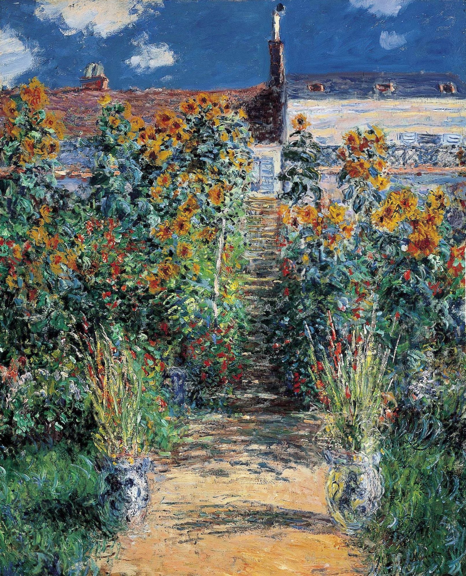 The Garden at Vetheuil 1881 by Claude Monet, Monet Reproduction for Sale Blue Surf Art 