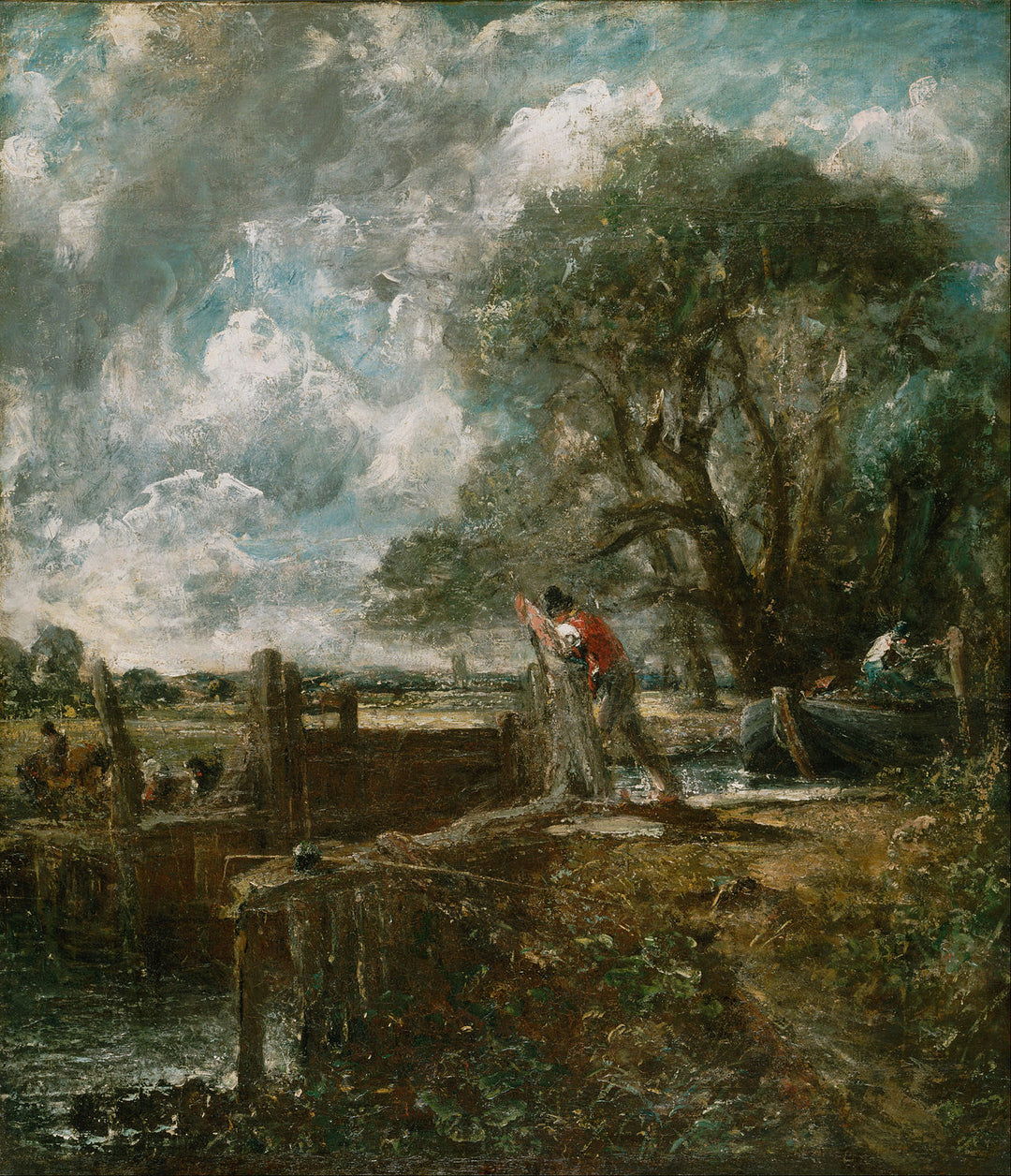 Sketch for A Boat Passing a Lock by John Constable Reproduction Painting for Sale - Blue Surf Art