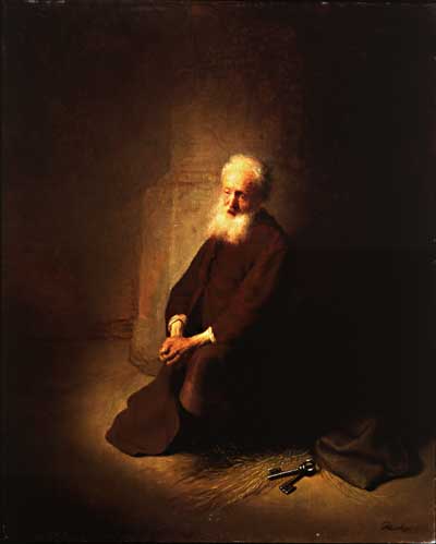 St. Peter in Prison Painting by Rembrandt Oil on Canvas Reproduction by Blue Surf Art