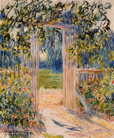 The Garden Gate 1881 by Claude Monet, Monet Reproduction for Sale Blue Surf Art 