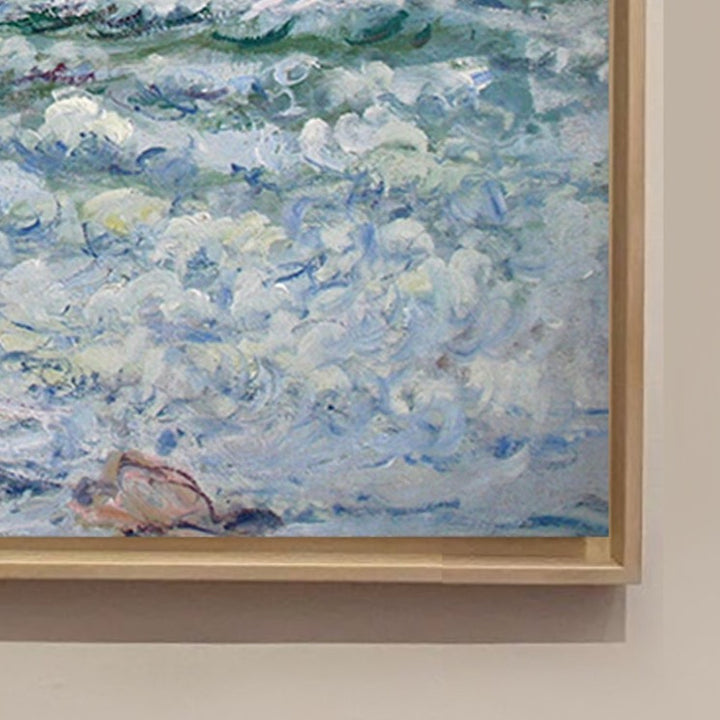 The Sea at Fecamp 1881 by Claude Monet, Monet Reproduction for Sale Blue Surf Art - close up 