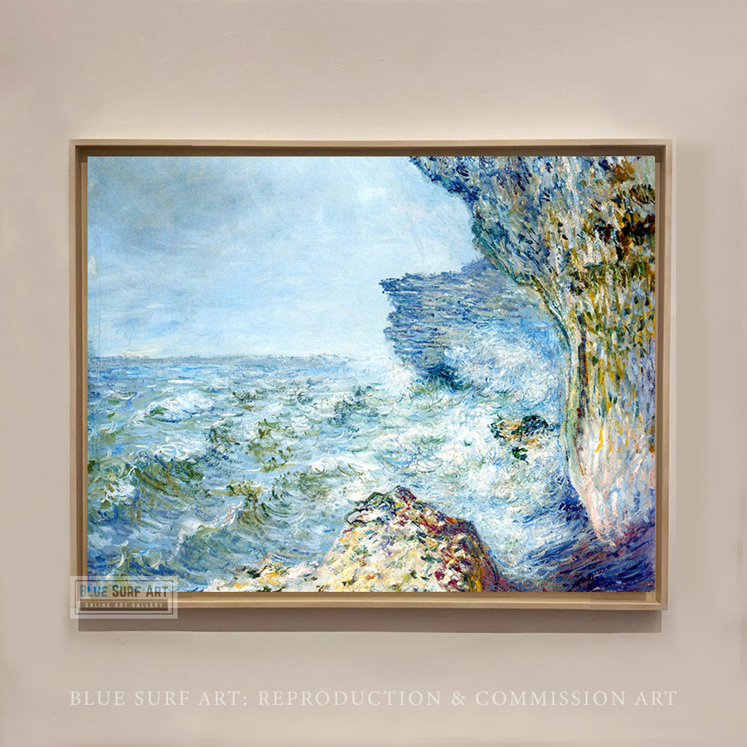The Sea at Fecamp 1881 by Claude Monet, Monet Reproduction for Sale Blue Surf Art - showcase 1