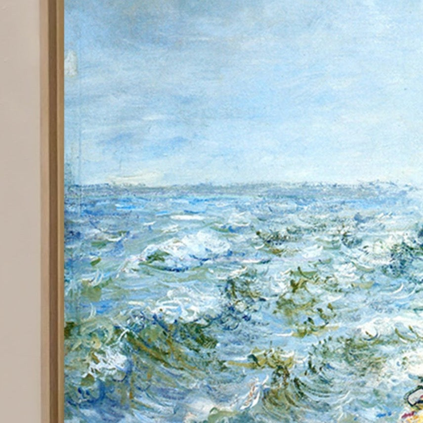 The Sea at Fecamp 1881 by Claude Monet, Monet Reproduction for Sale Blue Surf Art - showcase 2