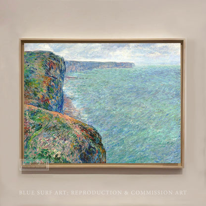 The Sea Seen from the Cliffs of Fecamp 1881 by Claude Monet, Monet Reproduction for Sale Blue Surf Art