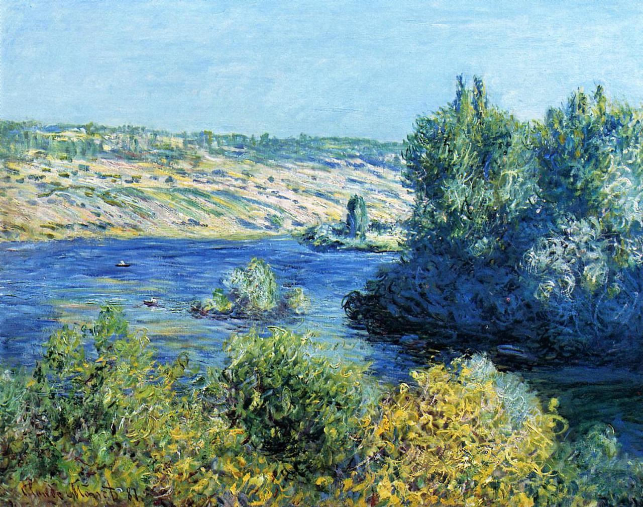 The Seine at Vetheuil 1881 by Claude Monet, Monet Reproduction for Sale Blue Surf Art