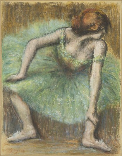 Dancer in Green 1371 Painting by Edgar Degas Reproduction Oil on Canvas - blue surf art .com