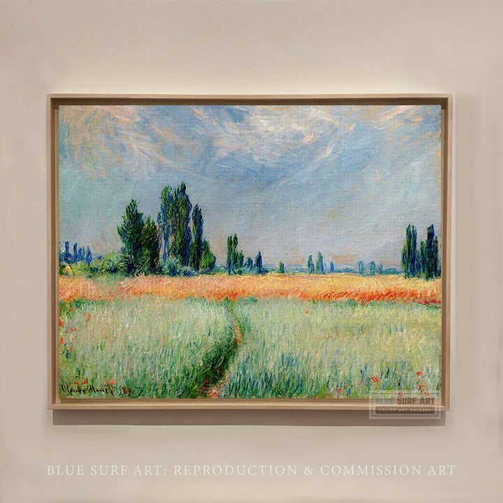 The Wheat Field 1881 by Claude Monet, Monet Reproduction for Sale Blue Surf Art 1