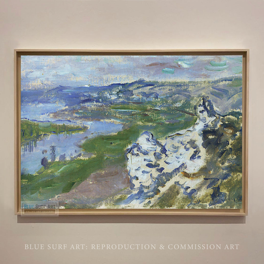 The Seine, seen from the heights Chantemesle 1881 by Claude Monet, Monet Reproduction for Sale Blue Surf Art 1
