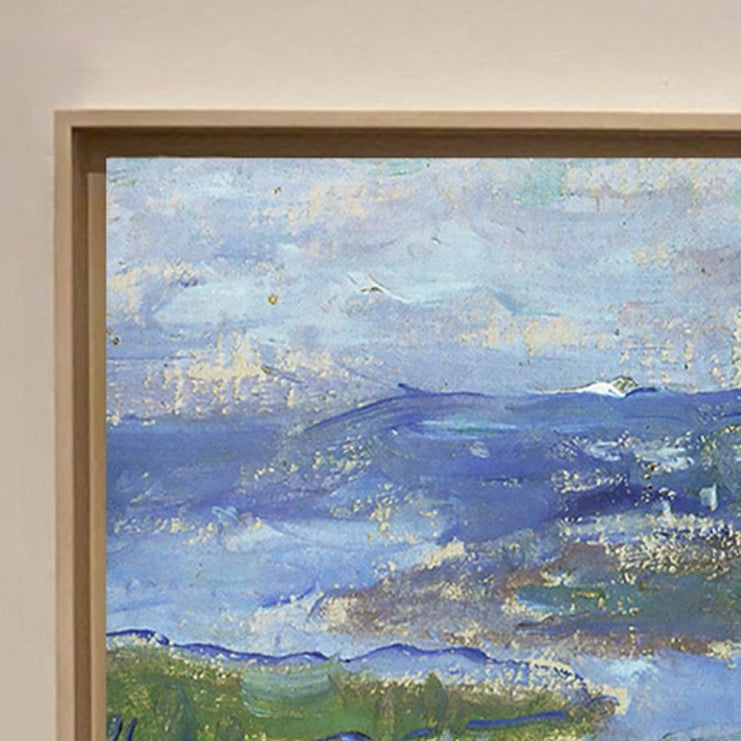 The Seine, seen from the heights Chantemesle 1881 by Claude Monet, Monet Reproduction for Sale Blue Surf Art - close up