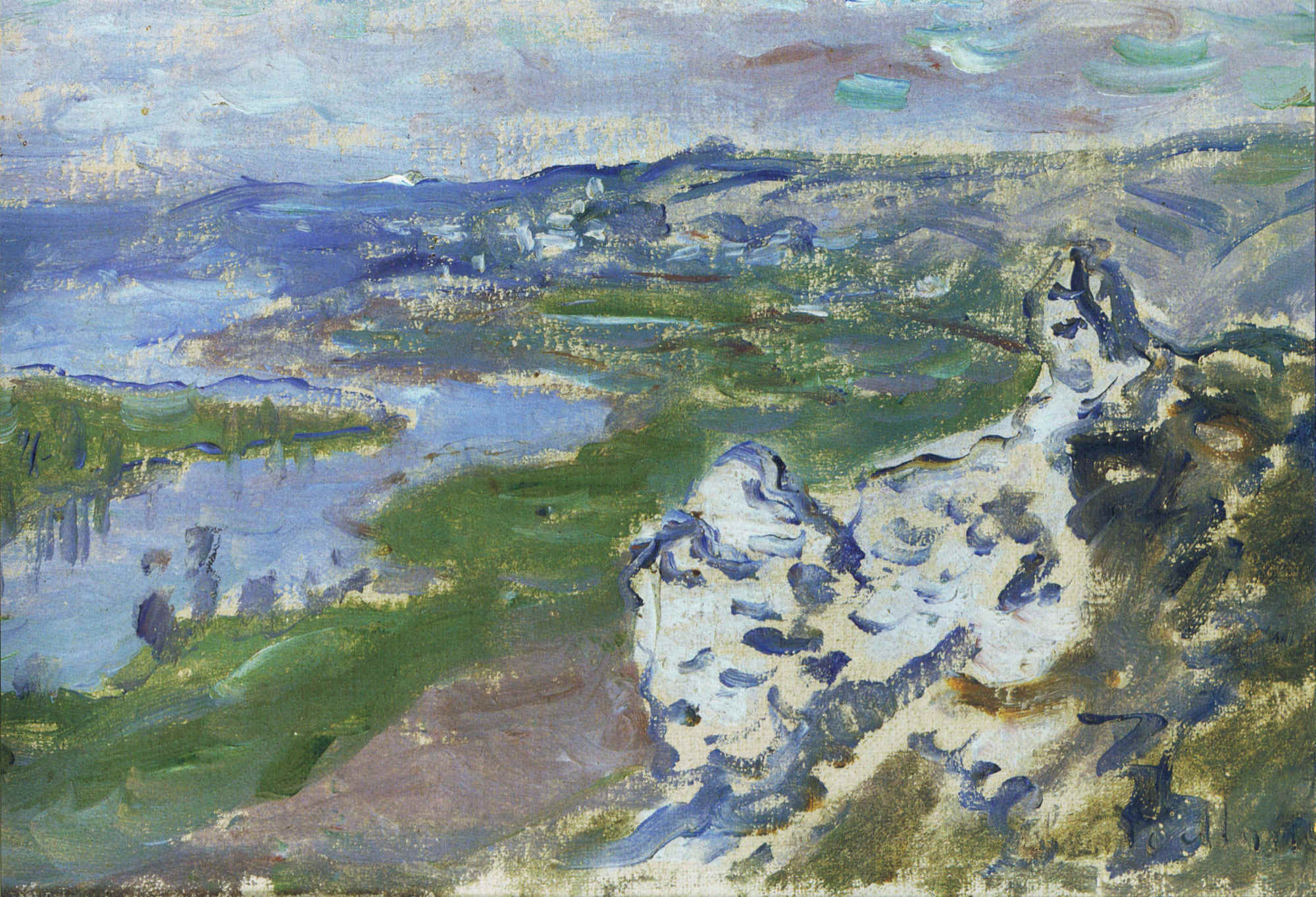The Seine, seen from the heights Chantemesle 1881 by Claude Monet, Monet Reproduction for Sale Blue Surf Art