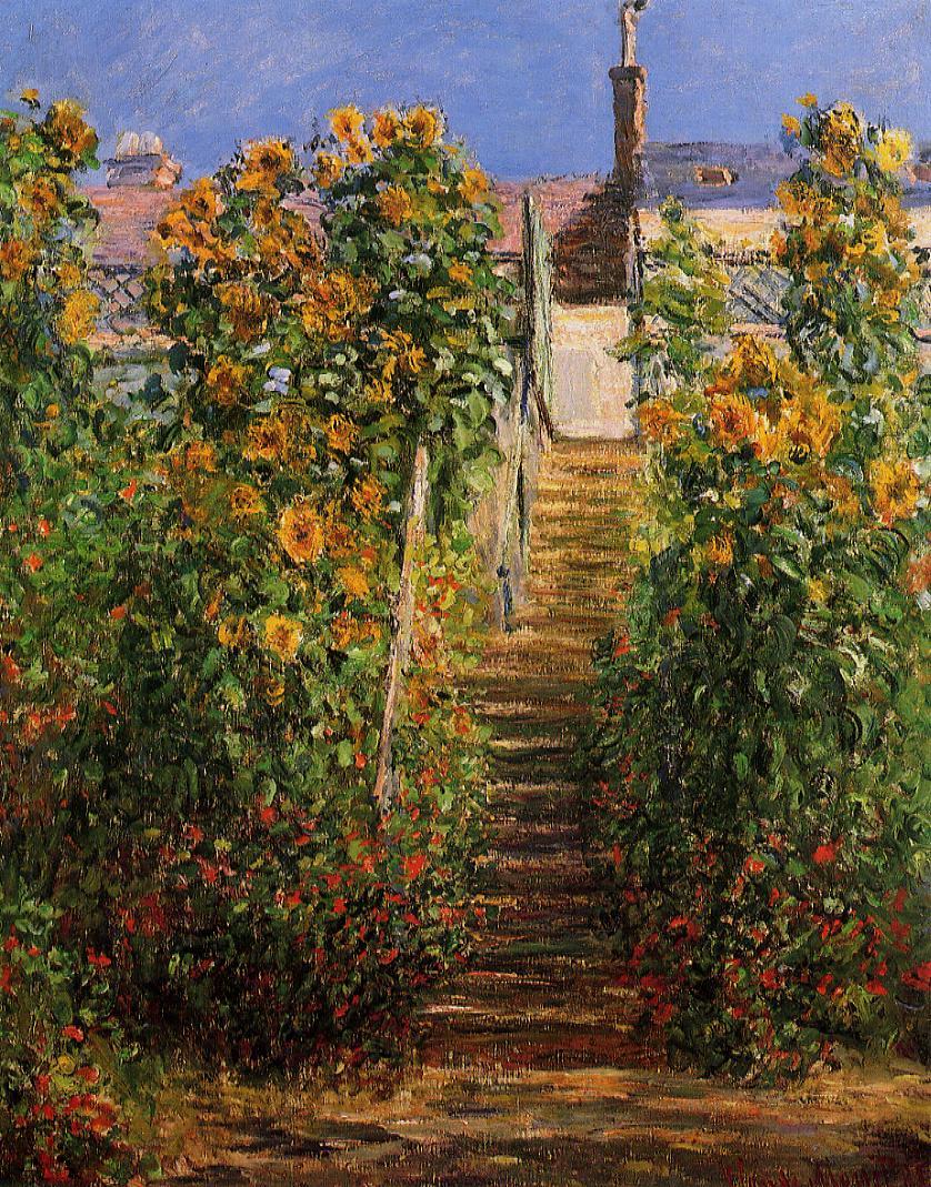 The Steps at Vetheuil 1881 by Claude Monet, Monet Reproduction for Sale Blue Surf Art