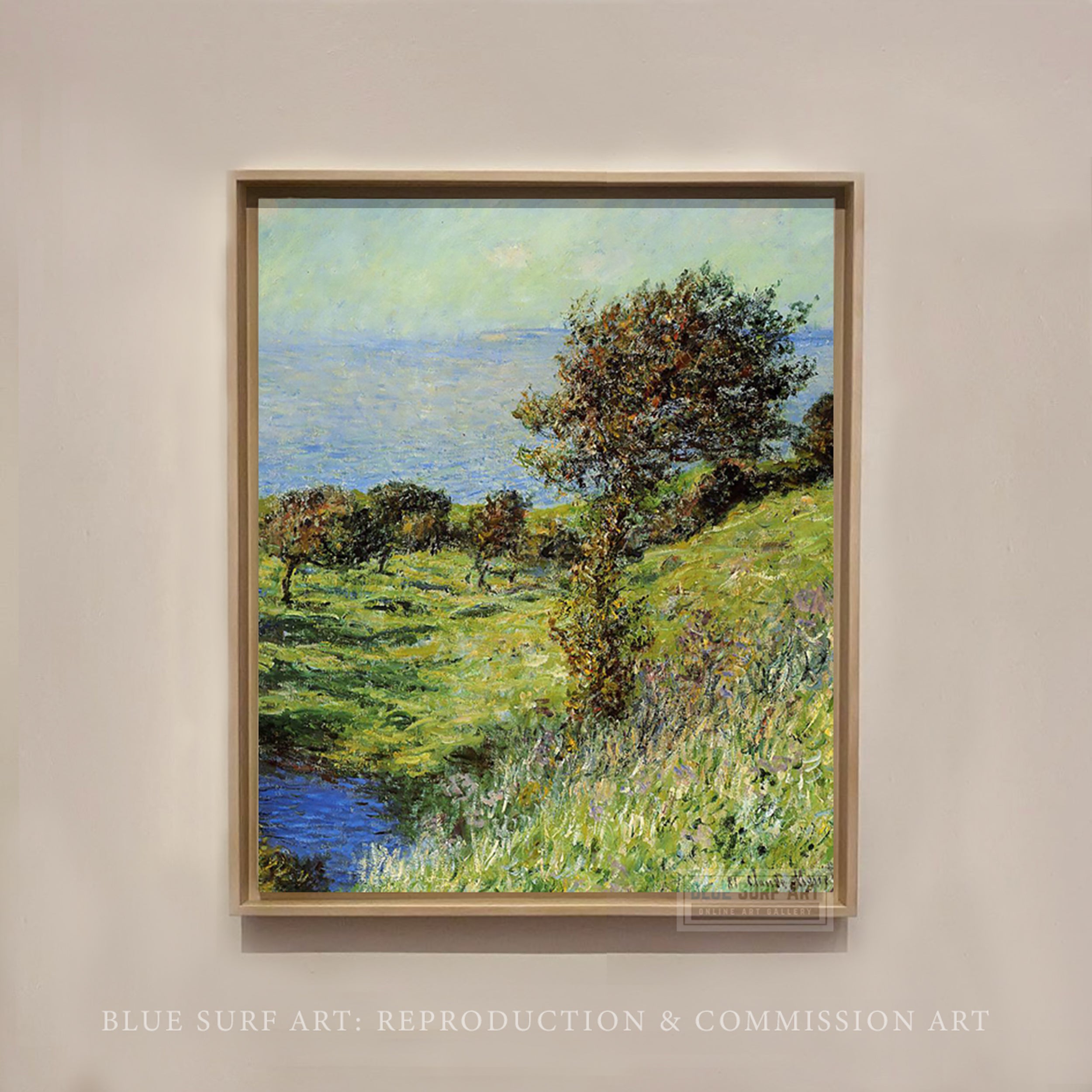 Cliffs of Varengeville, Gust of Wind 1881 by Claude Monet, Monet Reproduction for Sale Blue Surf Art