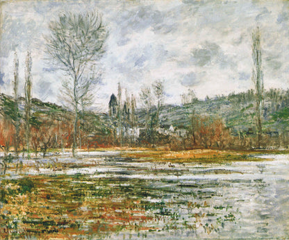 Vetheuil, Prairie Inondee 1881 by Claude Monet, Monet Reproduction for Sale Blue Surf Art