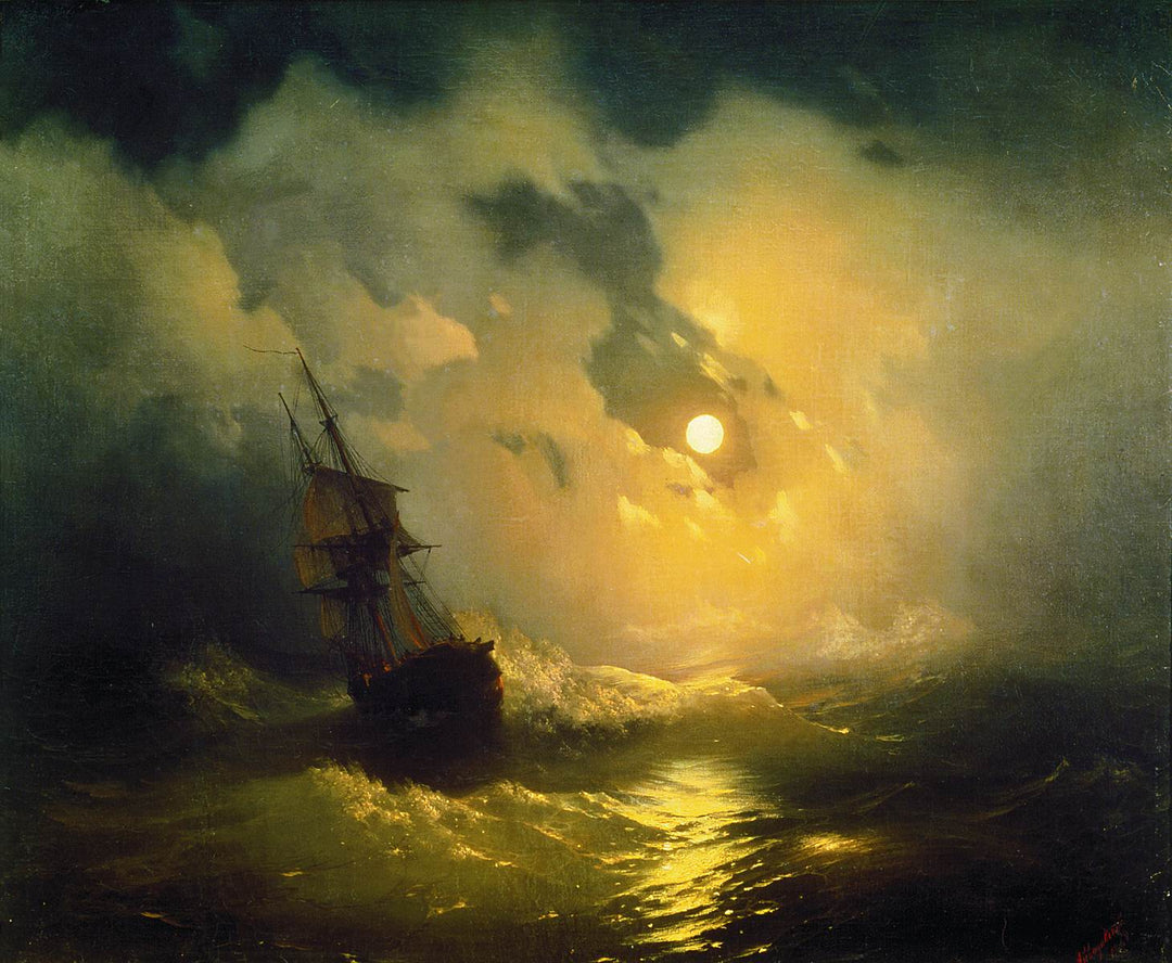 Stormy sea at night Painting by Ivan Aivazovsky Reproduction