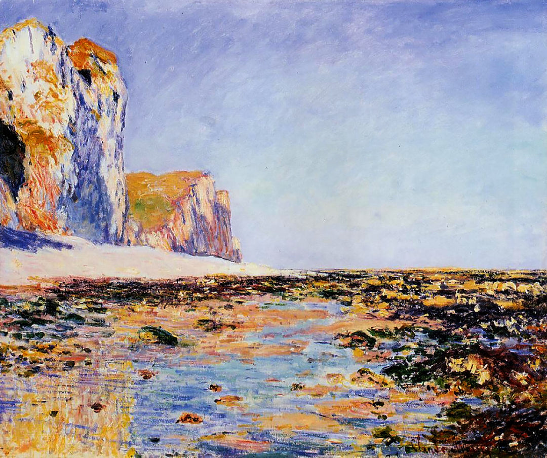 Beach and Cliffs at Pourville, Morning Effect 1881 by Claude Monet Reproduction for Sale