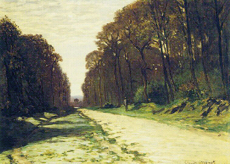 Road in a Forest Fontainebleau, 1864 by Claude Monet, masterpiece, reproduction by Blue Surf Art
